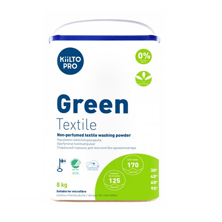 Green Textile micro/kulörtvättmedel pulver oparf. 8kg Kiilto Pro