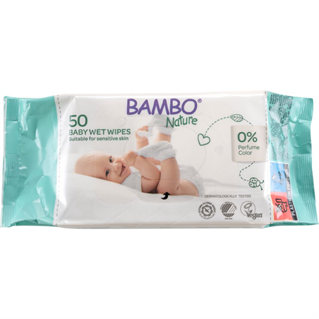 Våtservetter Bambo Nature 50-pack Oparfymerad.