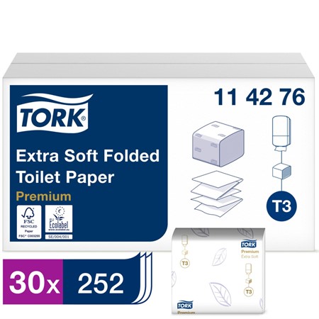 Toapapper Tork Extra Mjukt arkat Premium 2-lags T3