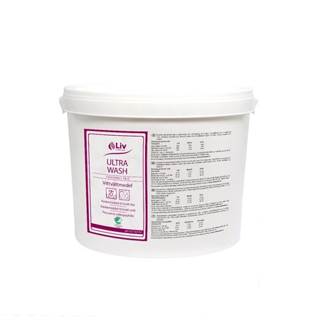 Liv Ultra Wash vittvättmedel pulver 8kg oparfymerat Svanenmärkt