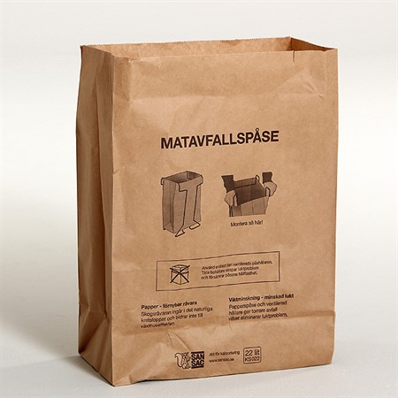 Matavfallspåse papper 22L 2-blads 100st/fp