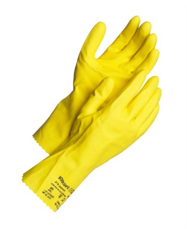Flergångshandske Latex gul S
