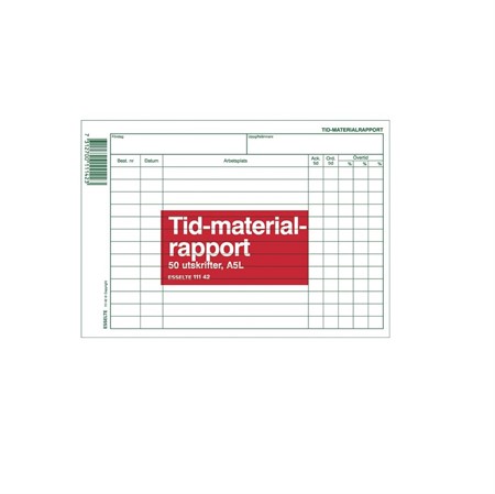 Blankett tid- och materialrapport A5L