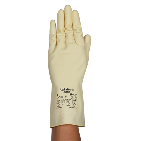 Flergångshandske latex ofodrad natur 8/M AlphaTec 87-137