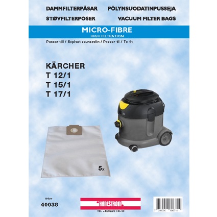 Dammpåse Kärcher microfiber T12/1, T15/1 5-pack