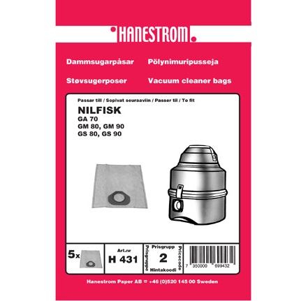 Dammpåse Nilfisk GM80,GM90,GS80,GS90 5-pack