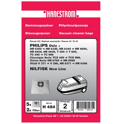 Dammpåse Philips OSLO 5-pack + 2 filter