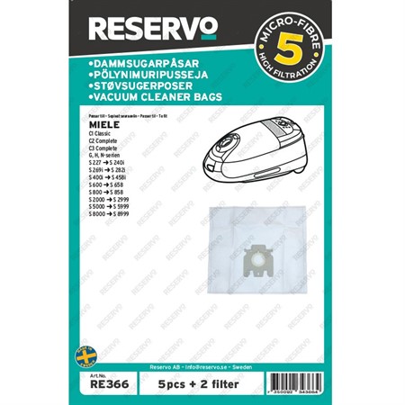 Dammpåse Miele S5000-S5999 5-pack + 2 filter