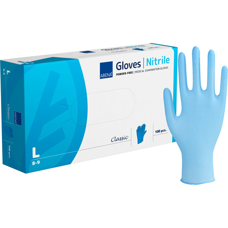 Engångshandske Classic nitril blå puderfri L Abena