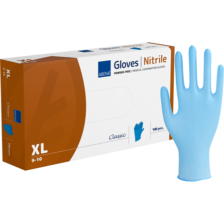 Engångshandske Classic nitril puderfri blå XL Abena