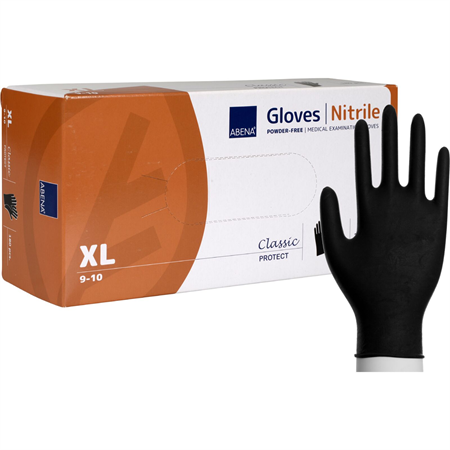Engångshandske Classic nitril svart puderfri XL Abena